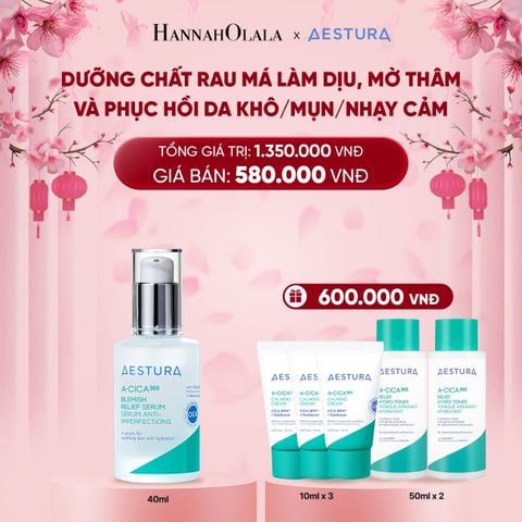  DEAL 2: DƯỠNG CHẤT RAU MÁ LÀM DỊU, MỜ THÂM VÀ PHỤC HỒI DA KHÔ/MỤN/NHẠY CẢM AESTURA A-CICA365 BLEMISH RELIEF SERUM 40ML 