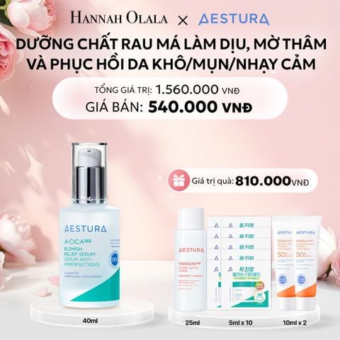  E894: DEAL 2: DƯỠNG CHẤT RAU MÁ LÀM DỊU, MỜ THÂM VÀ PHỤC HỒI DA KHÔ/MỤN/NHẠY CẢM AESTURA A-CICA365 BLEMISH RELIEF SERUM 40ML 