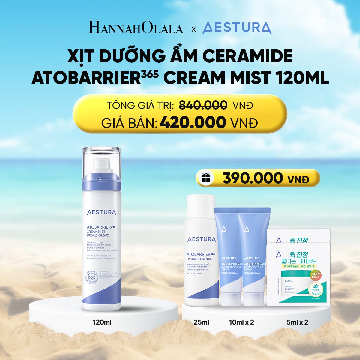 Xịt Khoáng Cấp Ẩm Dưỡng Da Aestura Atobarrier365 Cream Mist 120Ml Gomimall