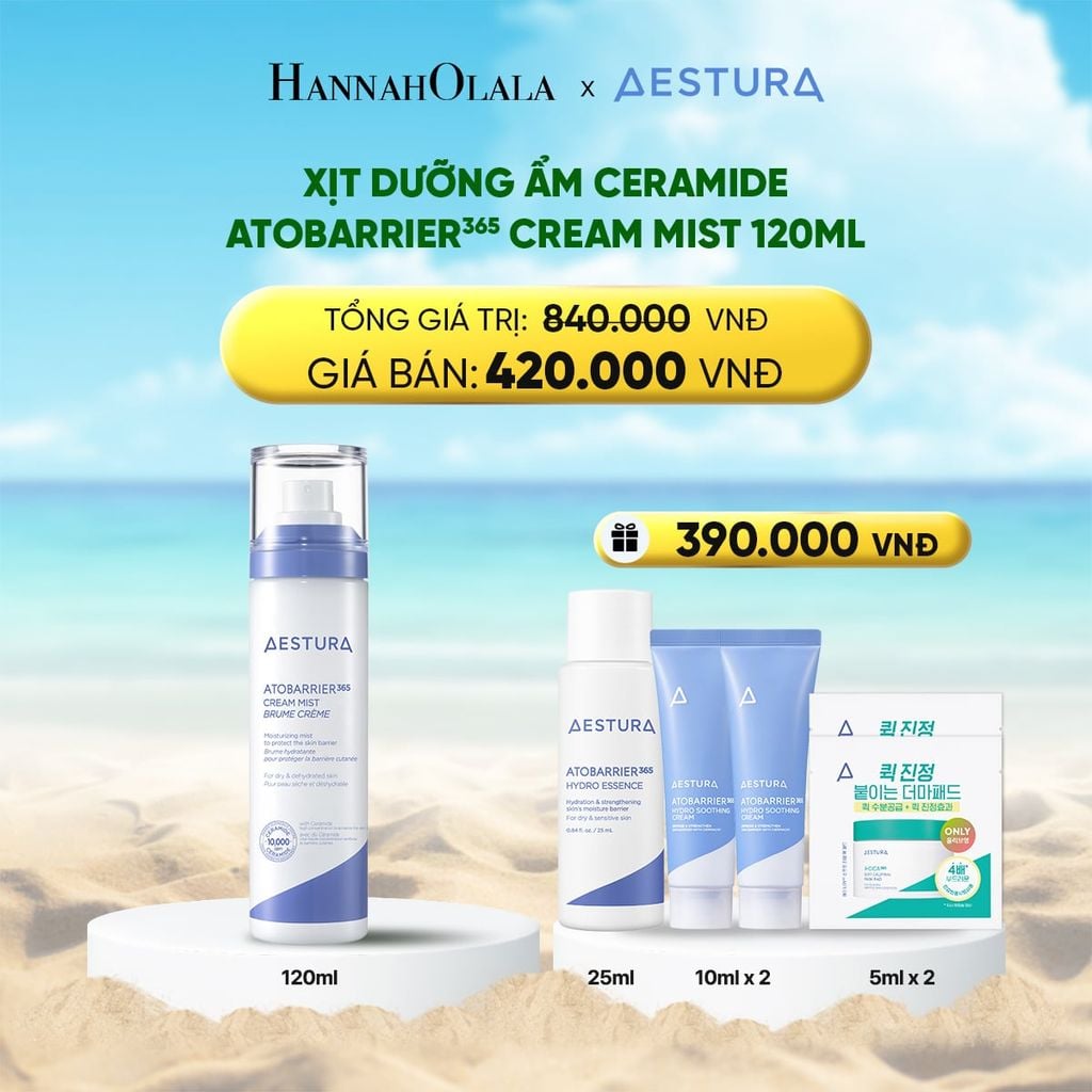  DEAL 2: XỊT DƯỠNG ẨM CERAMIDE AESTURA ATOBARRIER365 CREAM MIST 120ML 