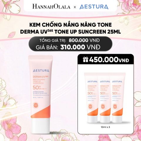  KEM CHỐNG NẮNG NÂNG TONE AESTURA DERMA UV365 RED CALMING TONE UP SUNCREEN 25ML SPF50+ PA++++ 