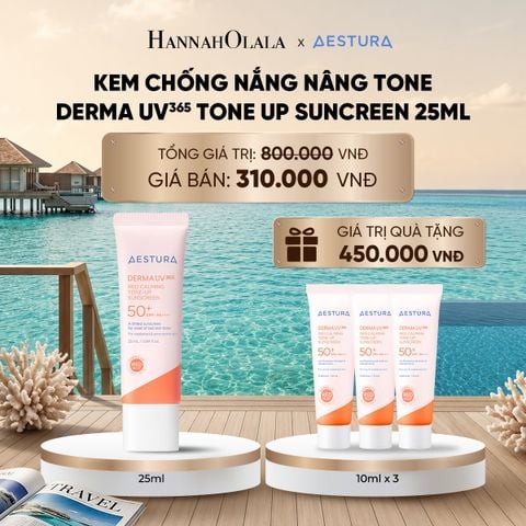  KEM CHỐNG NẮNG NÂNG TONE AESTURA DERMA UV365 RED CALMING TONE UP SUNCREEN 25ML SPF50+ PA++++_ D929 