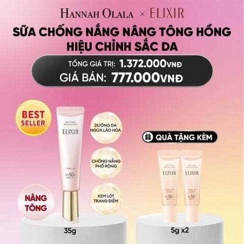  [SẮC HỒNG BABY] KEM CHỐNG NẮNG DẠNG SỮA NÂNG TÔNG CHO DA XỈN MÀU ELIXIR DAY CARE REVOLUTION TONE UP PINK+ 35G - DEAL 20.1 
