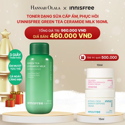  DEAL 4: TONER DẠNG SỮA CẤP ẨM, PHỤC HỒI INNISFREE GREEN TEA CERAMIDE MILK 160ML 