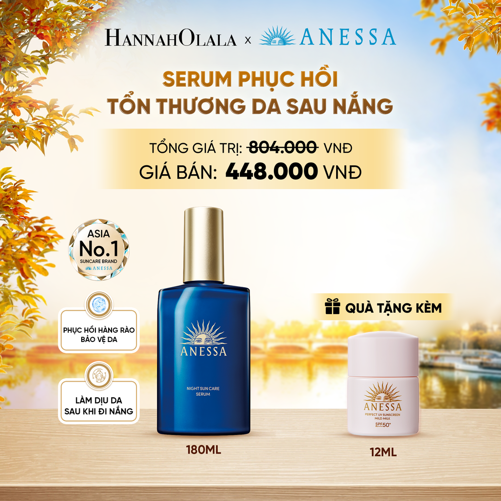  SERUM DƯỠNG DA VÀ PHỤC HỒI TỔN THƯƠNG DA SAU NẮNG ANESSA NIGHT SUN CARE SERUM 180ML - DEAL20 - E78 