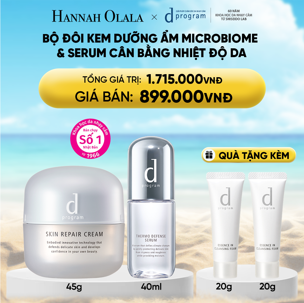A1318_deal 20: combo kem dưỡng phục hồi da microbiome skin repair cream 45g & serum cân bằng nhiệt độ da d program thermo serum 40ml