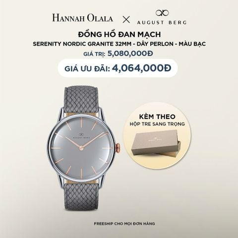  DEAL 20: ĐỒNG HỒ ĐAN MẠCH AUGUST BERG SERENITY - MẶT NORDIC GRANITE 32MM, DÂY PERLON 