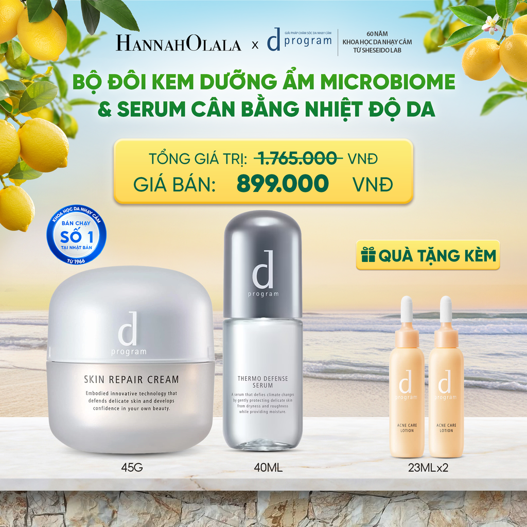  COMBO KEM DƯỠNG PHỤC HỒI DA MICROBIOME SKIN REPAIR CREAM 45G & SERUM CÂN BẰNG NHIỆT ĐỘ DA D PROGRAM THERMO SERUM 40ML - DEAL 20 