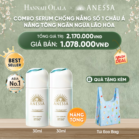  DEAL 20: COMBO KEM CHỐNG NẮNG DẠNG SERUM DƯỠNG DA NÂNG TÔNG NGĂN NGỪA LÃO HÓA ANESSA DAY SERUM SPF50+ PA++++ 30MLX2 