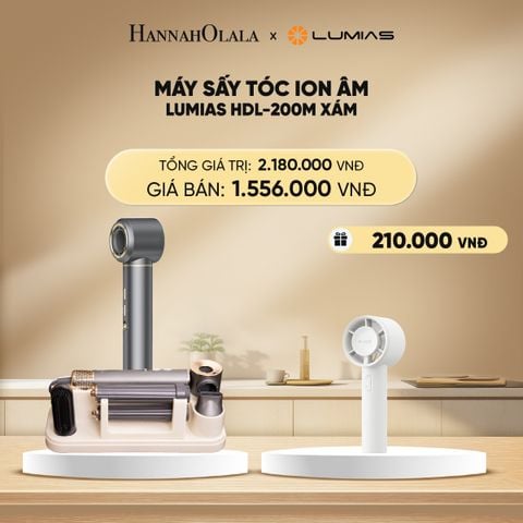  DEAL 20: MÁY SẤY TÓC ION ÂM LUMIAS HDL-200M XÁM (5 PHỤ KIỆN ĐẦU SẤY) 
