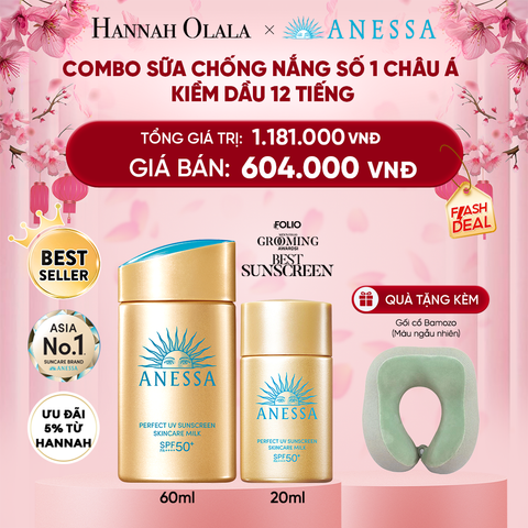  DEAL 20: [ĐỘC QUYỀN] COMBO SỮA CHỐNG NẮNG DƯỠNG DA KIỀM DẦU BẢO VỆ HOÀN HẢO ANESSA GOLD MILK SPF50+ PA++++ 60ML + 20ML 