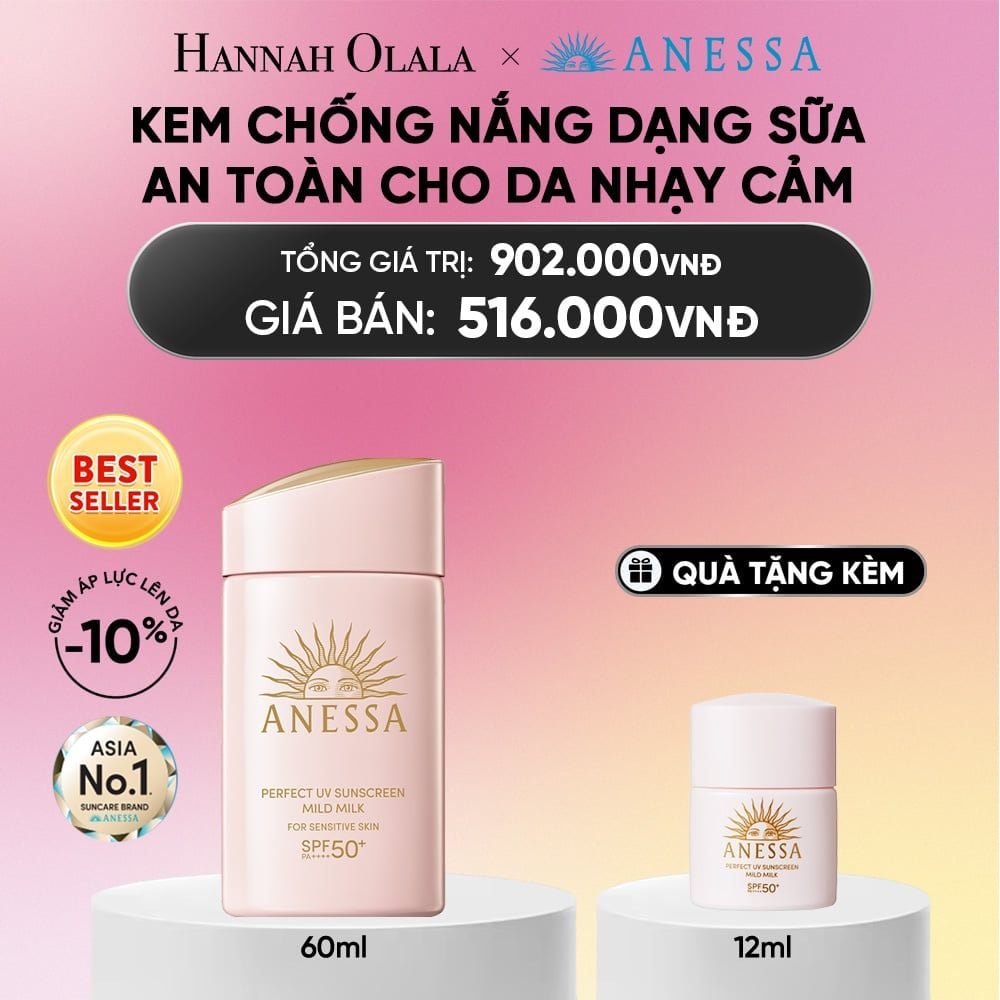  SỮA CHỐNG NẮNG DƯỠNG DA DỊU NHẸ AN TOÀN CHO DA NHẠY CẢM VÀ TRẺ EM ANESSA MILD MILK SPF50+ PA++++ 60ML - DEAL 20_A2328 