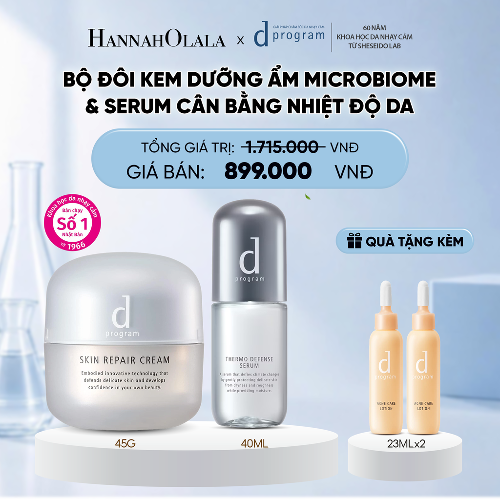  COMBO KEM DƯỠNG PHỤC HỒI DA MICROBIOME SKIN REPAIR CREAM 45G & SERUM CÂN BẰNG NHIỆT ĐỘ DA D PROGRAM THERMO SERUM 40ML - DEAL 20 