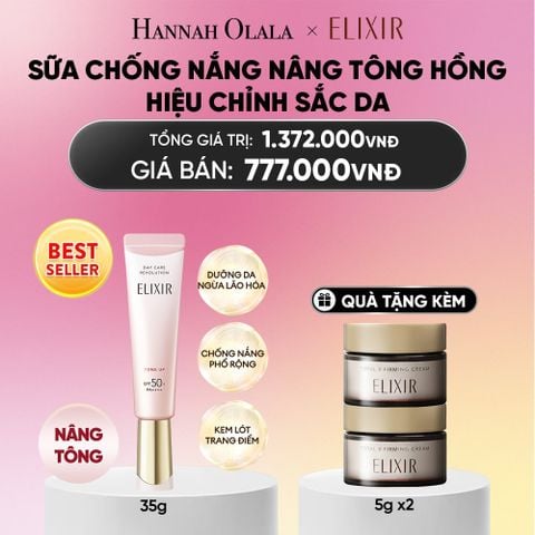  [SẮC HỒNG BABY] KEM CHỐNG NẮNG DẠNG SỮA NÂNG TÔNG CHO DA XỈN MÀU ELIXIR DAY CARE REVOLUTION TONE UP PINK+35G - DEAL 20_A1630 