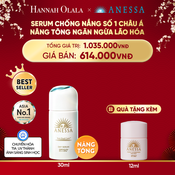  DEAL 20: SERUM CHỐNG NẮNG DƯỠNG DA NÂNG TÔNG NGĂN NGỪA LÃO HÓA ANESSA DAY SERUM SPF50+ PA++++ 30ML 