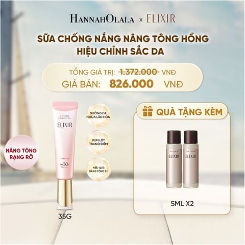  [SẮC HỒNG BABY] KEM CHỐNG NẮNG DẠNG SỮA NÂNG TÔNG CHO DA XỈN MÀU ELIXIR DAY CARE REVOLUTION TONE UP PINK+35G - DEAL 20 