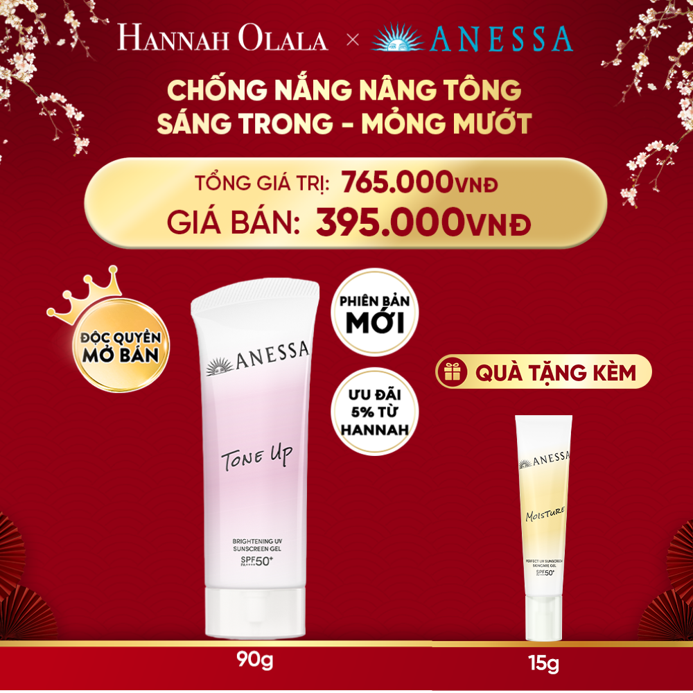  DEAL 21.1: [PHIÊN BẢN MỚI] GEL CHỐNG NẮNG DƯỠNG SÁNG NÂNG TÔNG & HIỆU CHỈNH SẮC TÍM ANESSA BRIGHTENING GEL SPF50+ PA++++ 90G 