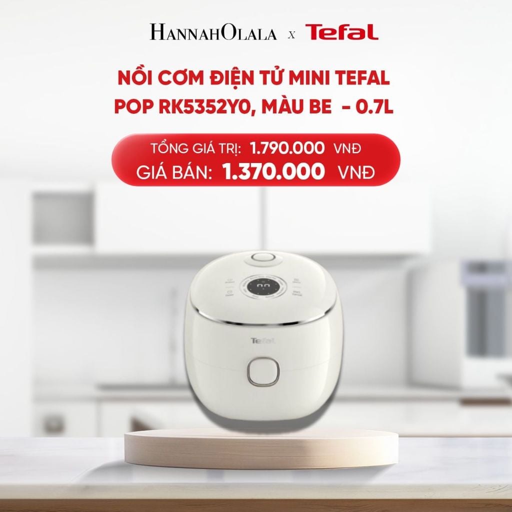  B226_DEAL 21: NỒI CƠM ĐIỆN TỬ MINI TEFAL POP RK5352Y0, 0.7L 