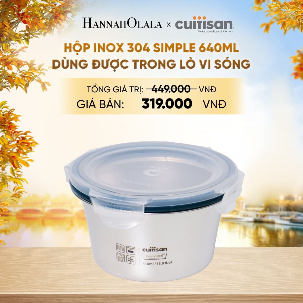  HỘP INOX CUITISAN SIMPLE TRÒN DÙNG ĐƯỢC TRONG LÒ VI SÓNG - DEAL 21 - E1628 