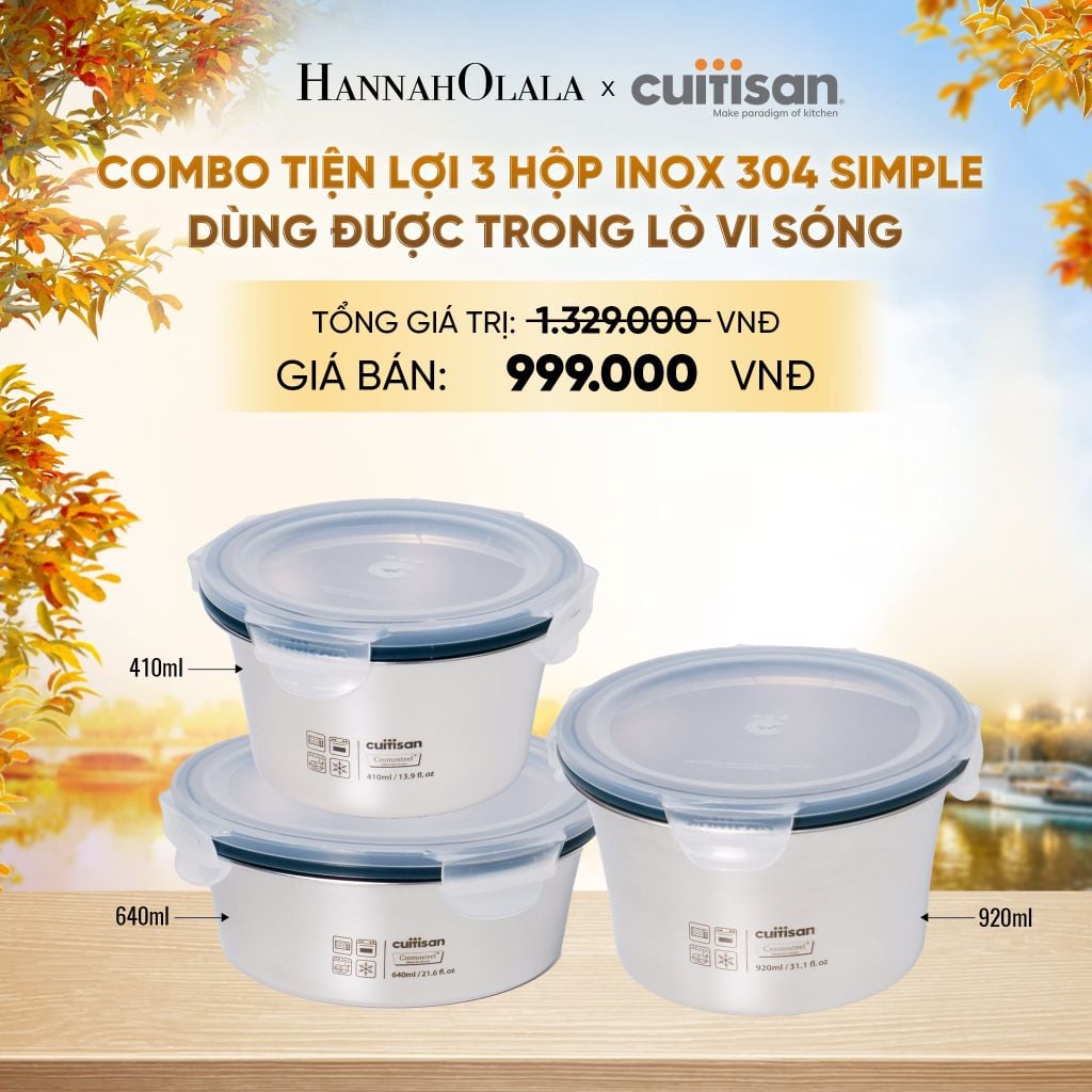 HỘP INOX CUITISAN SIMPLE TRÒN DÙNG ĐƯỢC TRONG LÒ VI SÓNG - DEAL 21 - E1628 