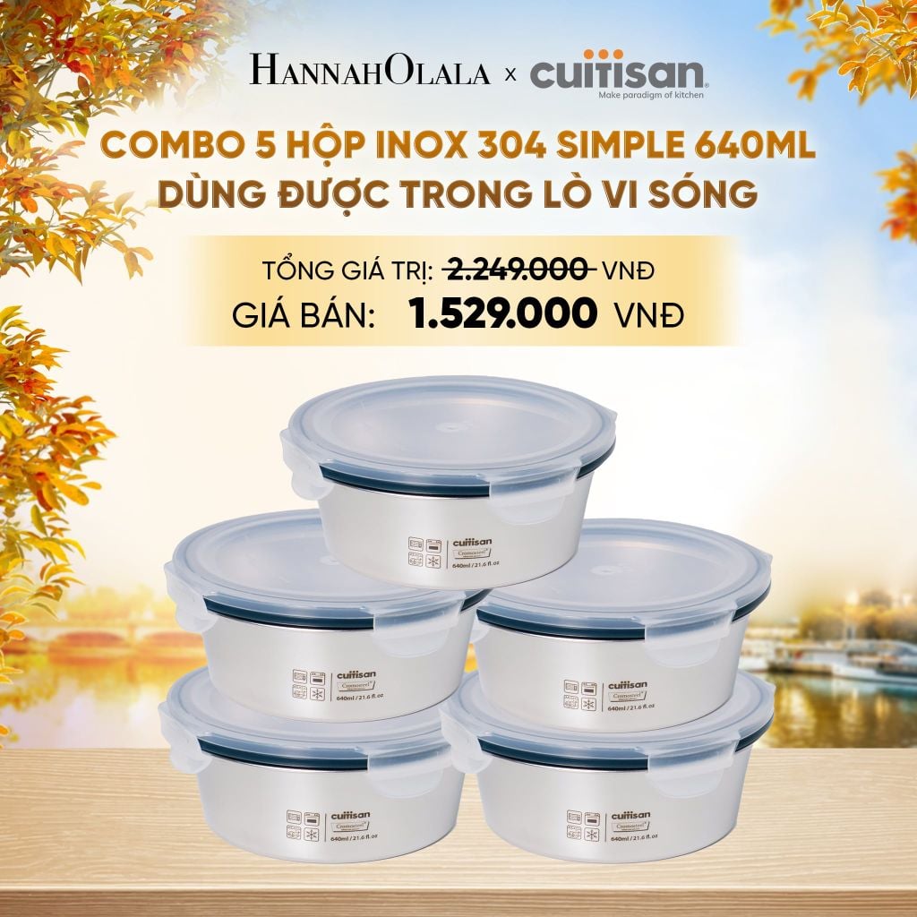  HỘP INOX CUITISAN SIMPLE TRÒN DÙNG ĐƯỢC TRONG LÒ VI SÓNG - DEAL 21 - E1628 