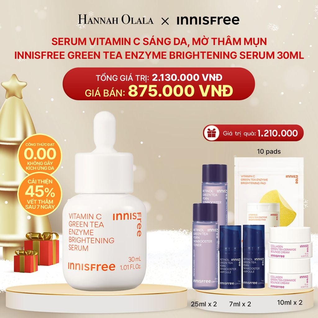  DEAL 23: SERUM VITAMIN C SÁNG DA, MỜ THÂM MỤN INNISFREE GREEN TEA ENZYME BRIGHTENING SERUM 30ML 