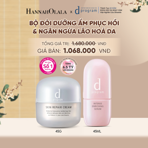  COMBO SERUM GIÚP CẢI THIỆN TÌNH TRẠNG LÃO HÓA SỚM D PROGRAM INTENSE ENRICHING SERUM 45ML & KEM DƯỠNG PHỤC HỒI DA MICROBIOME SKIN REPAIR CREAM 45G - DEAL 21 - A1255 