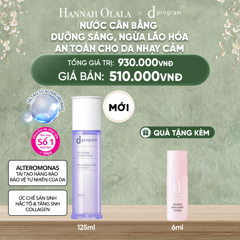  DEAL 21: [MỚI] NƯỚC DƯỠNG ẨM SÁNG DA, CHĂM SÓC DA NHẠY CẢM & HỖ TRỢ NGĂN LÃO HÓA DPROGRAM VITALIZING CLEAR LOTION 125ML 