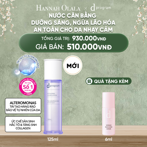  DEAL 21: [MỚI] NƯỚC DƯỠNG ẨM SÁNG DA, CHĂM SÓC DA NHẠY CẢM & HỖ TRỢ NGĂN LÃO HÓA DPROGRAM VITALIZING CLEAR LOTION 125ML 