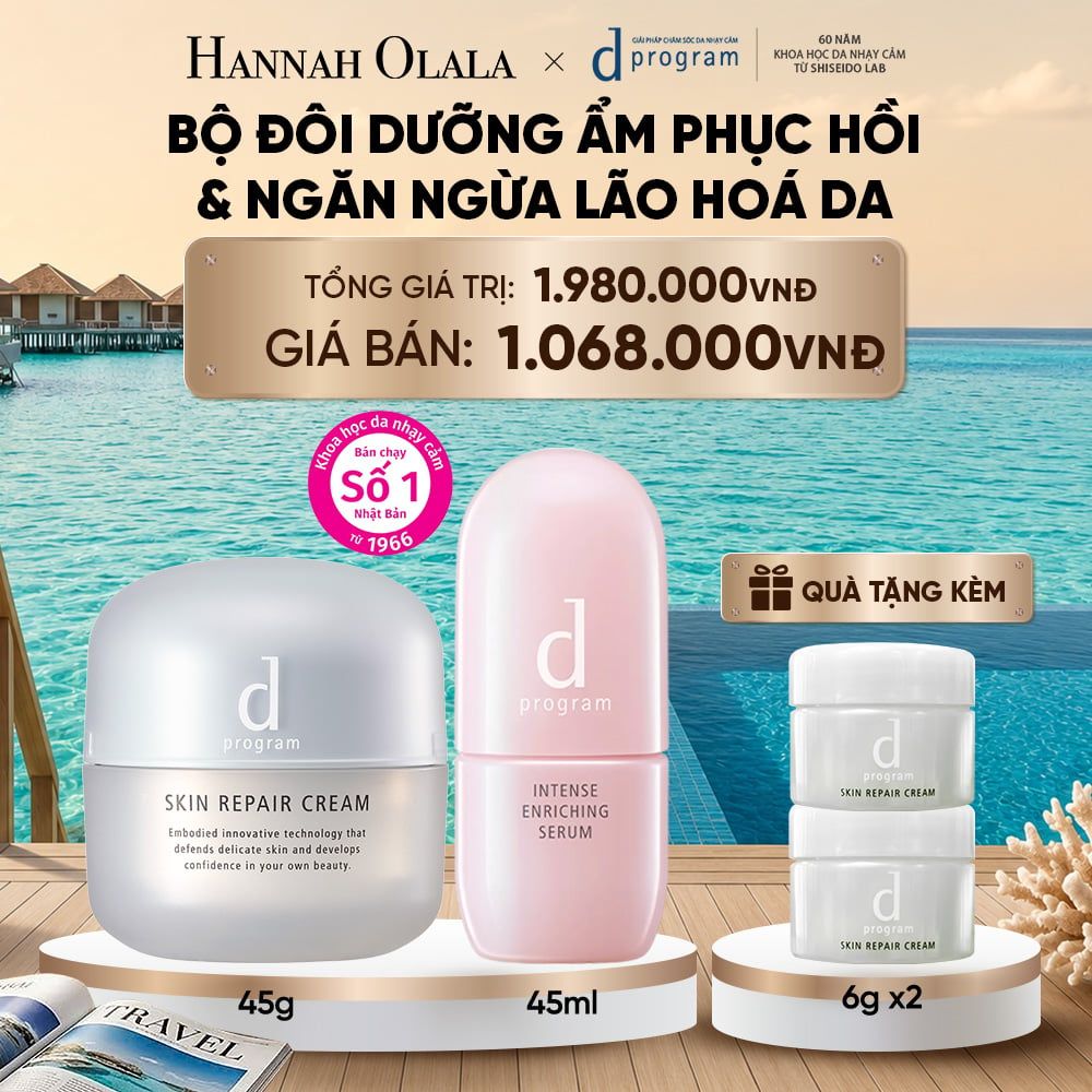  COMBO SERUM GIÚP CẢI THIỆN TÌNH TRẠNG LÃO HÓA SỚM D PROGRAM INTENSE ENRICHING SERUM 45ML & KEM DƯỠNG PHỤC HỒI DA MICROBIOME SKIN REPAIR CREAM 45G - DEAL 21_ D1774 