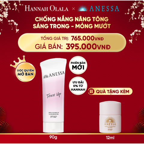  DEAL 21: [PHIÊN BẢN MỚI] GEL CHỐNG NẮNG DƯỠNG SÁNG NÂNG TÔNG & HIỆU CHỈNH SẮC TÍM ANESSA BRIGHTENING GEL SPF50+ PA++++ 90G 