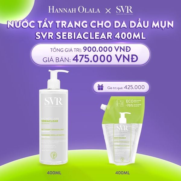  C25_[FLASHDEAL]: NƯỚC LÀM SẠCH DA, TẨY TRANG VÀ GIÚP LOẠI BỎ DẦU SVR SEBIACLEAR EAU MICELLAIRE 400ML 
