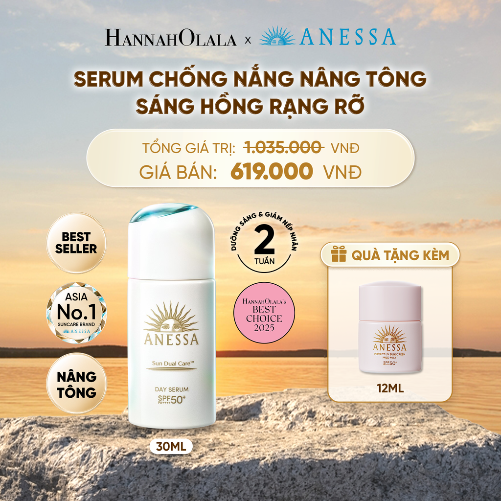  SERUM CHỐNG NẮNG DƯỠNG DA NÂNG TÔNG NGĂN NGỪA LÃO HÓA ANESSA DAY SERUM SPF50+ PA++++ 30ML - DEAL 21 - B524 