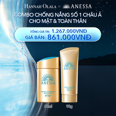  A14_DEAL 21 BACK-UP: COMBO SỮA CHỐNG NẮNG & GEL CHỐNG NẮNG BẢO VỆ HOÀN HẢO CHO MẶT - TOÀN THÂN ANESSA GOLD MILK 60ML + GOLD GEL 90G 
