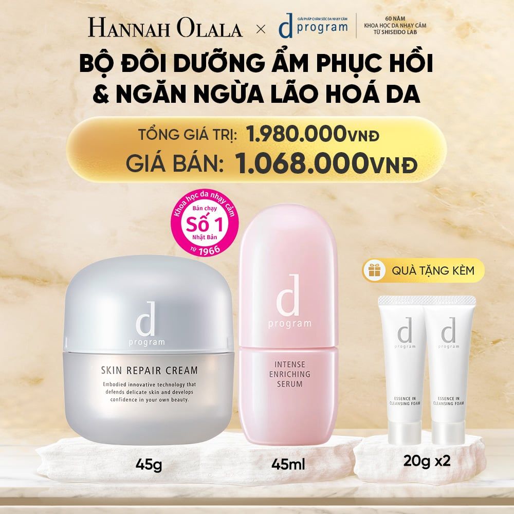  COMBO SERUM GIÚP CẢI THIỆN TÌNH TRẠNG LÃO HÓA SỚM D PROGRAM INTENSE ENRICHING SERUM 45ML & KEM DƯỠNG PHỤC HỒI DA MICROBIOME SKIN REPAIR CREAM 45G - DEAL 21 