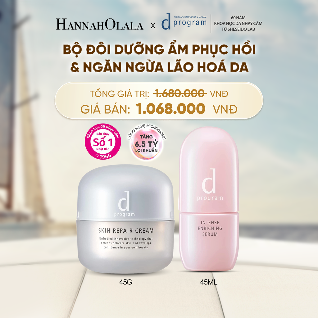  COMBO SERUM GIÚP CẢI THIỆN TÌNH TRẠNG LÃO HÓA SỚM D PROGRAM INTENSE ENRICHING SERUM 45ML & KEM DƯỠNG PHỤC HỒI DA MICROBIOME SKIN REPAIR CREAM 45G - DEAL 21 