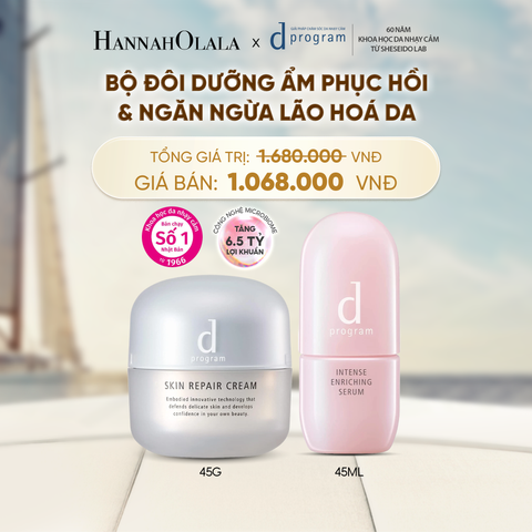  COMBO SERUM GIÚP CẢI THIỆN TÌNH TRẠNG LÃO HÓA SỚM D PROGRAM INTENSE ENRICHING SERUM 45ML & KEM DƯỠNG PHỤC HỒI DA MICROBIOME SKIN REPAIR CREAM 45G - DEAL 21 