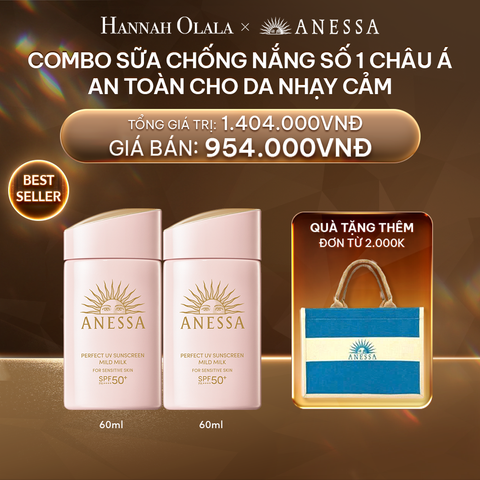  DEAL 22: [BACK UP] COMBO SỮA CHỐNG NẮNG DƯỠNG DA DỊU NHẸ AN TOÀN CHO DA NHẠY CẢM VÀ TRẺ EM ANESSA MILD MILK SPF50+ PA++++ 60MLX2 