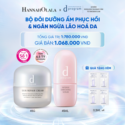 COMBO SERUM GIÚP CẢI THIỆN TÌNH TRẠNG LÃO HÓA SỚM D PROGRAM INTENSE ENRICHING SERUM 45ML & KEM DƯỠNG PHỤC HỒI DA MICROBIOME SKIN REPAIR CREAM 45G - DEAL 21 - C49 