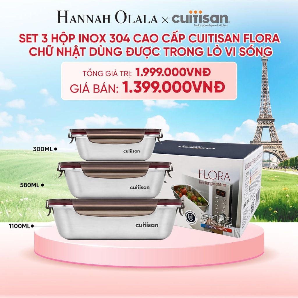  HỘP INOX 304 CAO CẤP CUITISAN FLORA DÙNG ĐƯỢC TRONG LÒ VI SÓNG - DEAL 2 - B48 