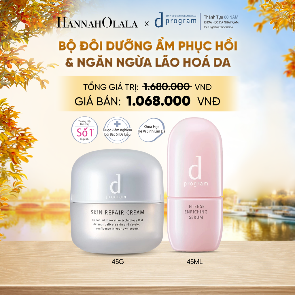  COMBO SERUM GIÚP CẢI THIỆN TÌNH TRẠNG LÃO HÓA SỚM D PROGRAM INTENSE ENRICHING SERUM 45ML & KEM DƯỠNG PHỤC HỒI DA MICROBIOME SKIN REPAIR CREAM 45G - DEAL21 - E112 