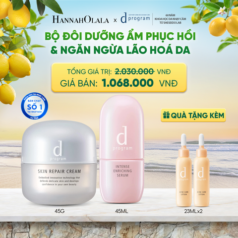  COMBO SERUM GIÚP CẢI THIỆN TÌNH TRẠNG LÃO HÓA SỚM D PROGRAM INTENSE ENRICHING SERUM 45ML & KEM DƯỠNG PHỤC HỒI DA MICROBIOME SKIN REPAIR CREAM 45G - DEAL 21 