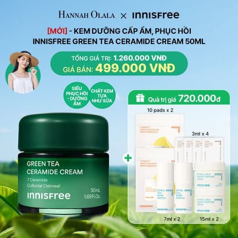  DEAL 21: [MỚI] KEM DƯỠNG CẤP ẨM, PHỤC HỒI INNISFREE GREEN TEA CERAMIDE CREAM 50ML 
