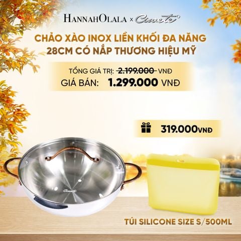  CHẢO XÀO ĐA NĂNG INOX LIỀN KHỐI CAO CẤP CIWETE ROYAL KNIGHT 28CM - SS0105A - DEAL 22 - E1600 