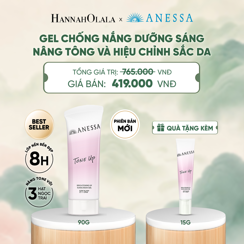  [PHIÊN BẢN MỚI] GEL CHỐNG NẮNG DƯỠNG SÁNG NÂNG TÔNG & HIỆU CHỈNH SẮC TÍM ANESSA TONE UP UV GEL SPF50+ PA++++ 90G - DEAL 22 - A1192 