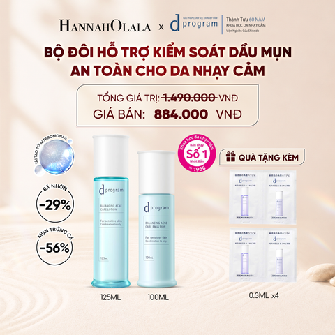  [MỚI] COMBO NƯỚC DƯỠNG ẨM KIỀM DẦU NGỪA MỤN CHO DA NHẠY CẢM DPROGRAM BALANCING ACNE CARE LOTION 125ML & SỮA DƯỠNG ẨM KIỀM DẦU NGỪA MỤN CHO DA NHẠY CẢM DPROGRAM BALANCING ACNE CARE EMULSION 100ML - DEAL 22 