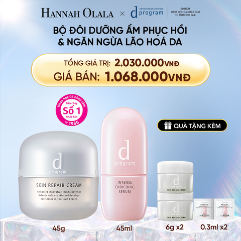  DEAL 22: COMBO SERUM GIÚP CẢI THIỆN TÌNH TRẠNG LÃO HÓA SỚM D PROGRAM INTENSE ENRICHING SERUM 45ML & KEM DƯỠNG PHỤC HỒI DA MICROBIOME SKIN REPAIR CREAM 45G 
