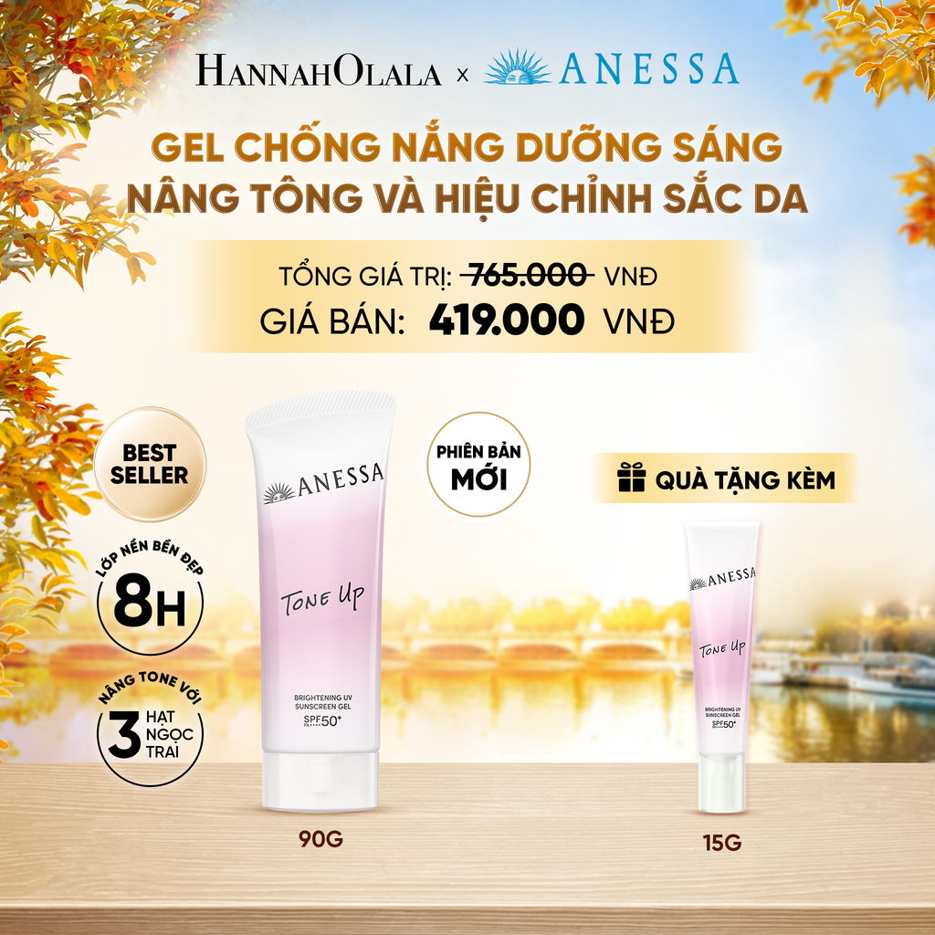 [PHIÊN BẢN MỚI] GEL CHỐNG NẮNG DƯỠNG SÁNG NÂNG TÔNG & HIỆU CHỈNH SẮC TÍM ANESSA TONE UP UV GEL SPF50+ PA++++ 90G - DEAL22 - E80 