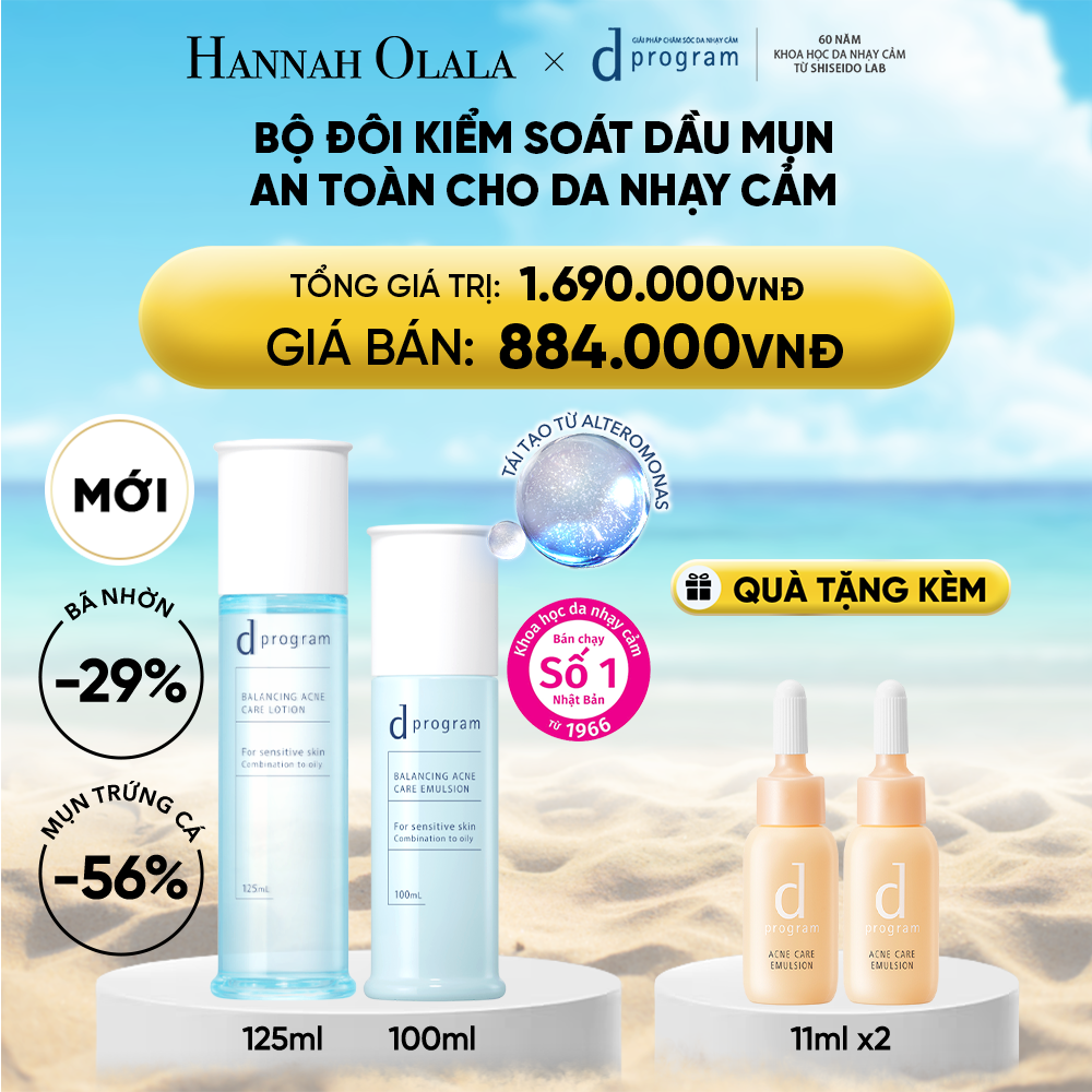  DEAL 22: [MỚI] COMBO NƯỚC DƯỠNG ẨM KIỀM DẦU NGỪA MỤN CHO DA NHẠY CẢM DPROGRAM BALANCING ACNE CARE LOTION 125ML & SỮA DƯỠNG ẨM KIỀM DẦU NGỪA MỤN CHO DA NHẠY CẢM DPROGRAM BALANCING ACNE CARE EMULSION 100ML 