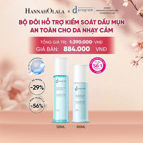  [MỚI] COMBO NƯỚC DƯỠNG ẨM KIỀM DẦU NGỪA MỤN CHO DA NHẠY CẢM DPROGRAM BALANCING ACNE CARE LOTION 125ML & SỮA DƯỠNG ẨM KIỀM DẦU NGỪA MỤN CHO DA NHẠY CẢM DPROGRAM BALANCING ACNE CARE EMULSION 100ML - DEAL 22 - A2241 